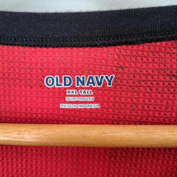 Old Navy Red and Black Thermal Buffalo Check Men's XXL Tall Long Sleeve Shirt - Picture 3 of 4